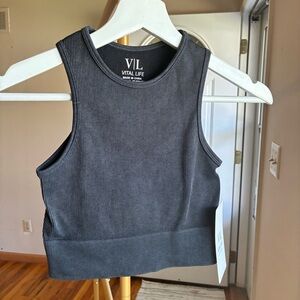 Women's Ribbed Crop Tank - Black